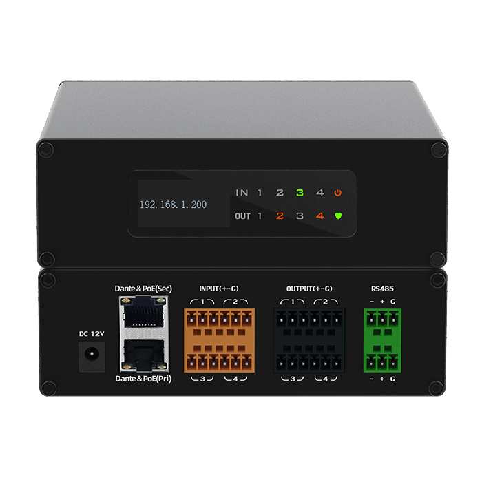 Dante 4-in-4-Out-Netzwerk-Audioprozessorbox